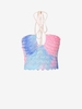 Reversible Frilled Ombre Crop Tank Top L Purple