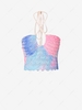 Reversible Frilled Ombre Crop Tank Top M Purple