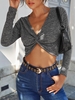 Reversible Twisted Flocking Crop T Shirt Xl Gray
