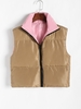 Reversible Zip Up Quilted Padded Vest M Coffee