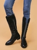 Rhinestone and Chain Decor V Notch Design Mid-calf Boots