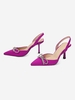 Rhinestone Bow Decor Satin High Heel Slingback Pumps