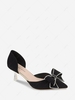 Rhinestone Bow Decor Woolen Two Piece Pumps