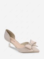 Rhinestone Bow Decor Woolen Two Piece Pumps