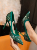 Rhinestone Cut-out Stiletto Pumps