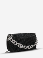 Rhinestone Decor Chain Zipper Buckle Bag