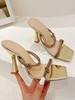 Rhinestone Decor Knot Detail High Heel Mule Sandals