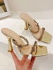 Rhinestone Decor Knot Detail High Heel Mule Sandals