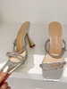 Rhinestone Decor Knot Detail High Heel Mule Sandals