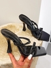 Rhinestone Decor Knot Detail High Heel Mule Sandals