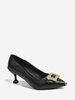 Rhinestone Decor Metal Toe Kitten Heel Pumps
