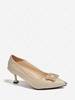 Rhinestone Decor Metal Toe Kitten Heel Pumps