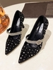 Rhinestone Decor Pointed Toe Heeled Pumps