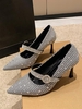 Rhinestone Decor Pointed Toe Heeled Pumps