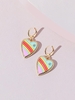 Rhinestone Decor Rainbow Heart Shape Pendant Earrings