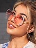 Rhinestone Decor Rimless Ombre Lens Sunglasses