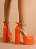 Rhinestone Decor Satin Chunky Heel Platform Shoes
