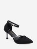 Rhinestone Decor Stiletto Heel Ankle Strap Pumps