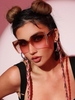 Rhinestone Design Ombre Lens Half-frame Sunglasses