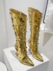 Rhinestone Design Pointed Toe High-heeled Knee Boots