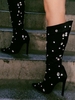 Rhinestone Design Pointed Toe High-heeled Knee Boots