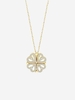 Rhinestone Embellish Four-leaf Flower Pendant Multiple Way Necklace