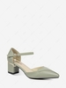Rhinestone Embellished Chunky Heeled Ankle Strap Pumps