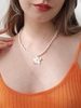 Rhinestone Flower Pendant Faux Pearl Necklace