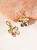 Rhinestone Flower Shaped Drop Earrings