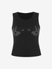Rhinestone Hands Pattern Tank Top L Black