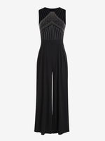 Rhinestone Ladder Cut Wide Leg Jumpsuit S Black