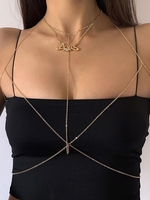Rhinestone Letter Angel Decor Vacation Body Chain