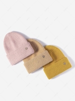Rhinestone Letter Decor Winter Knit Cuff Beanie Hat