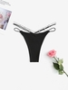 Rhinestone Letter Pendant Chain Midriff Flossing Lingerie Briefs L Black