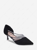 Rhinestone Strappy Faux Suede Heeled Pumps