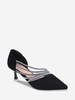 Rhinestone Strappy Faux Suede Heeled Pumps