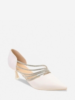 Rhinestone Strappy Faux Suede Heeled Pumps