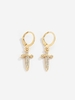 Rhinestone Sword Pendant Hoop Earrings