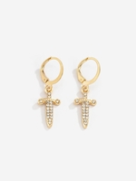 Rhinestone Sword Pendant Hoop Earrings