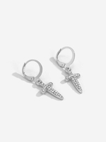 Rhinestone Sword Pendant Hoop Earrings