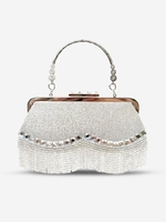 Rhinestone Tassel Design Clutch Evening Bag