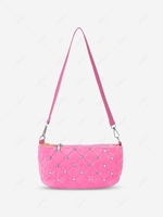Rhinestone Velour Shoulder Bag