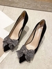 Rhinestones and Bow Decor Slip-On Pumps