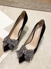 Rhinestones and Bow Decor Slip-On Pumps
