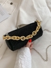 Rhinestones and Chain Decor Twist Lock Crossbody Bag
