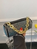 Rhinestones and Chain Decor Twist Lock Crossbody Bag