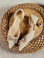 Rhinestones Bow Decor Pointed Toe Pumps