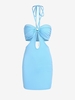 Rhinestones Chains Cut Out O-ring Halter Dress M Light blue