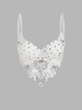 Rhinestones Cupped Lace Panel Cami Top Xl White
