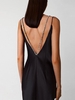 Rhinestones Decor Backless Maxi Dress L Black